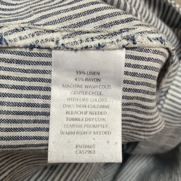 Classic Blue & White Striped Linen Skirt - size M - Picture 4 of 5